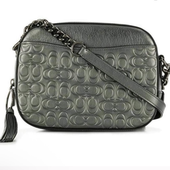 Coach Metallic Signature Embossed Metallic Leather Camera Bag Style 38627 - Picture 1 of 16